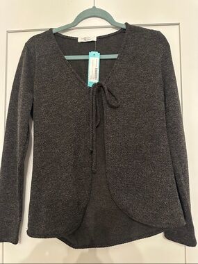 Beacon Black Tie-Front Knit Top